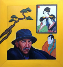 <em>American NOH</em>, 25.5”x27.25", oil on wood