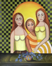 <em>Three girlfriends</em>, 24”x30”, oil on canvas