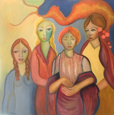 <em>Four sisters</em>, 24”x 30” oil on canvas